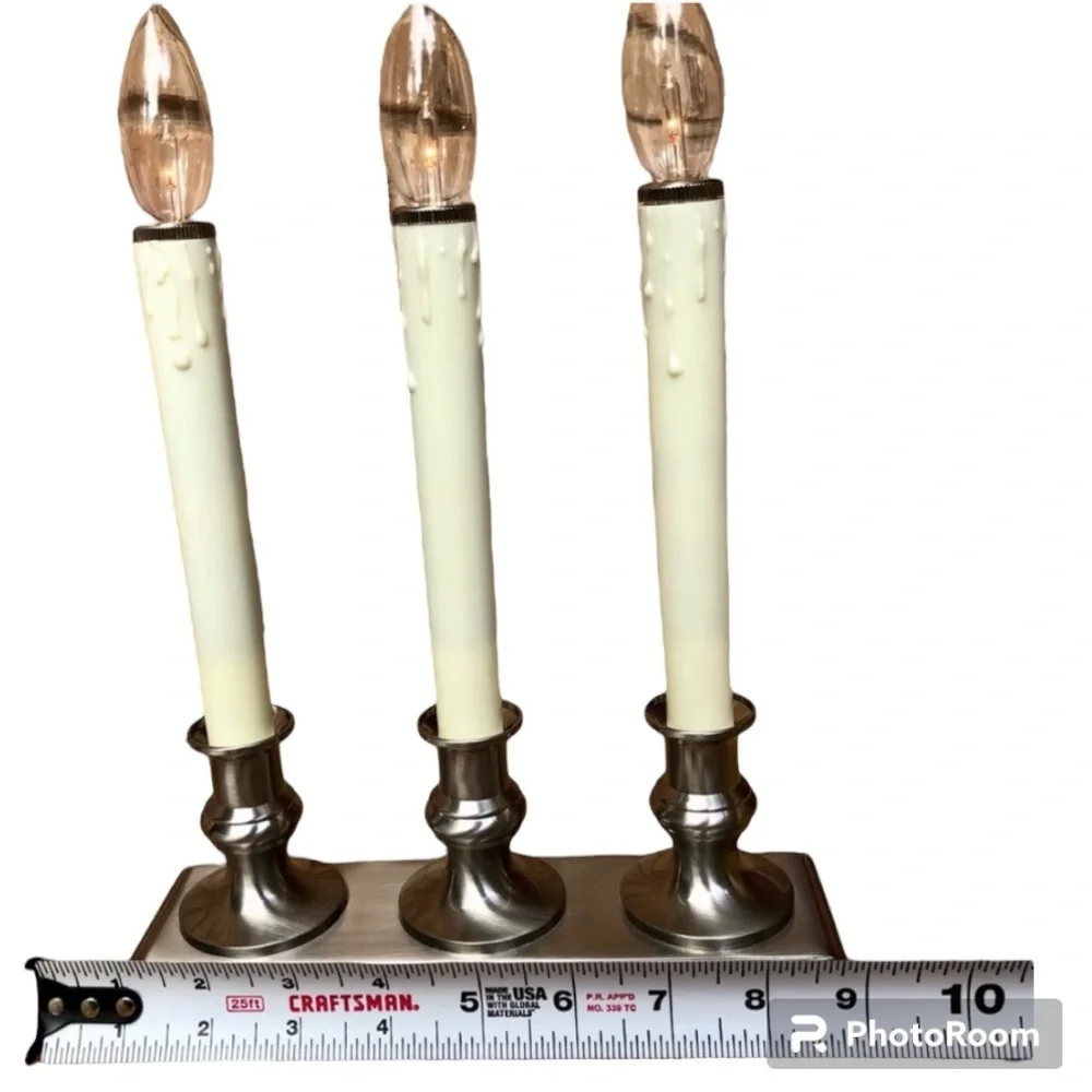 RESTORATION HARDWARE | Britton Rose Triple Window Candle Cordless Lamp in Nickel